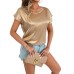 Short sleeved round neck top