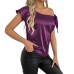Short sleeved one shoulder top
