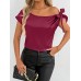 Short sleeved one shoulder top