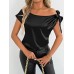 Short sleeved one shoulder top