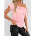 Short sleeved one shoulder top