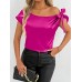 Short sleeved one shoulder top