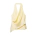 Silk texture hanging neck collar top