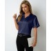 Solid color stand up collar short sleeved top
