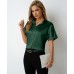 Solid color stand up collar short sleeved top