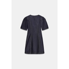 Bubble sleeve mini denim dress