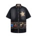 Cat Embroidered Cowboy Short Sleeve