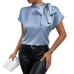 Short sleeved bow top for women's clothing