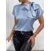 Short sleeved bow top for women's clothing