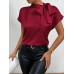 Short sleeved bow top for women's clothing