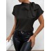 Short sleeved bow top for women's clothing