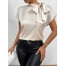 Short sleeved bow top for women's clothing