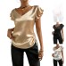 V-neck ruffled drawstring top