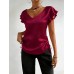 V-neck ruffled drawstring top