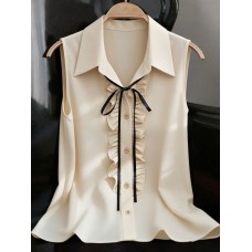 Sleeveless lapel tie top Sleeveless lapel tie top