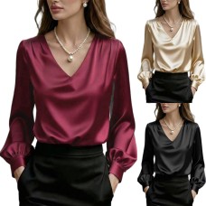 V-neck long sleeved loose top