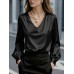 V-neck long sleeved loose top