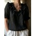 Women's loose top with ruffled collar and bubble sleeves