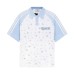 Splicing and contrasting three stripes with full printed short sleeves