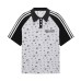 Splicing and contrasting three stripes with full printed short sleeves