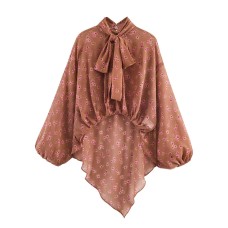 Bow print top for women's clothing