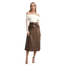 Belt bow high waisted skirt