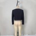 Round neck long sleeved jacket