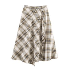 Versatile asymmetrical plaid MIDI skirt