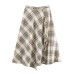 Versatile asymmetrical plaid MIDI skirt