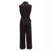 Strap solid color wide leg jumpsuit