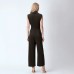 Strap solid color wide leg jumpsuit