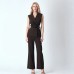Strap solid color wide leg jumpsuit