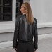Round neck long sleeved jacket