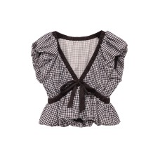 Balloon shaped small checkered bow top