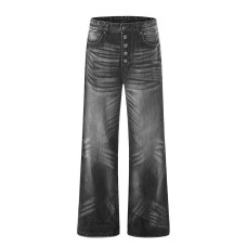 Gradient ground white washed denim jeans
