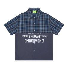 Color blocking checkered short sleeved shirt Color blocking checkered short sleeved shirt