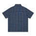 Color blocking checkered short sleeved shirt
