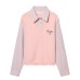 Embroidered letter fake two-piece top