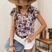 V-neck short sleeved printed top