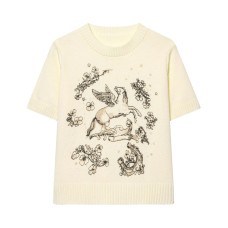 Versatile printed knitted short sleeves Versatile printed knitted short sleeves