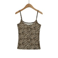 U-neck leopard print tank top