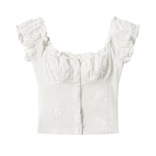 Women's three-dimensional relief embroidered short top