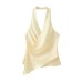 Silk texture hanging neck collar top