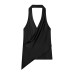Silk texture hanging neck collar top