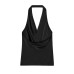 Silk texture hanging neck collar top