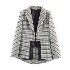 Casual asymmetrical checkered suit