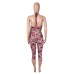 Hanging neck camisole vest leopard print pants set
