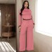 Slim Fit Top and Wide Leg Pants Set