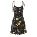 Holiday style floral print with fungus edge slim fit suspender dress