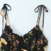 Holiday style floral print with fungus edge slim fit suspender dress
